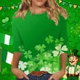thumbnail image 1 of Yteetum 3/4 Length Sleeve Womens Tops Oversized Crewneck St Patricks Day Shamrocks Graphic Print T Shirt Womens Casual Plus Size Round Neck Loose Irish Festivities Three Quarter Sleeve Shirt, 1 of 6