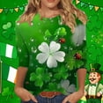 thumbnail image 1 of Yteetum 3/4 Length Sleeve Womens Tops Oversized Crewneck St Patricks Day Shamrocks Graphic Print T Shirt Womens Casual Plus Size Round Neck Loose Irish Festivities Three Quarter Sleeve Shirt, 1 of 6