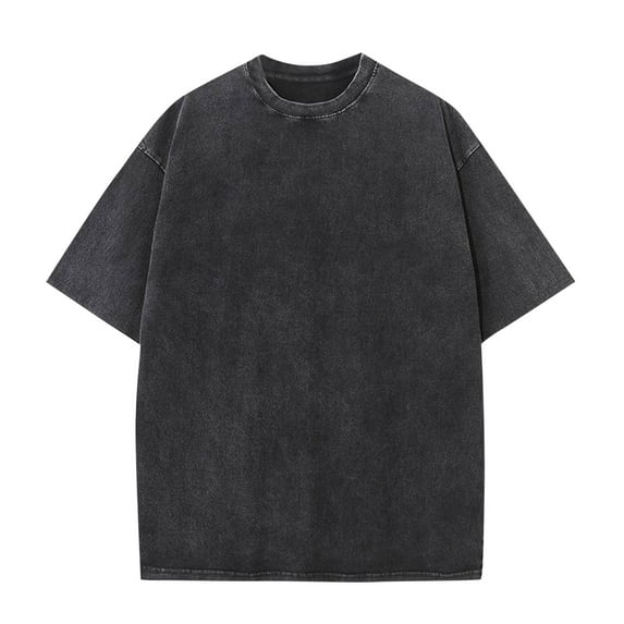 Yteetum Black Gyms Tshirts for Men Casual Round Neck Solid Color Oversized Cotton T-Shirts Male Loose Fits Vintage Tee Unisex Short Sleeve Shirts Blouse