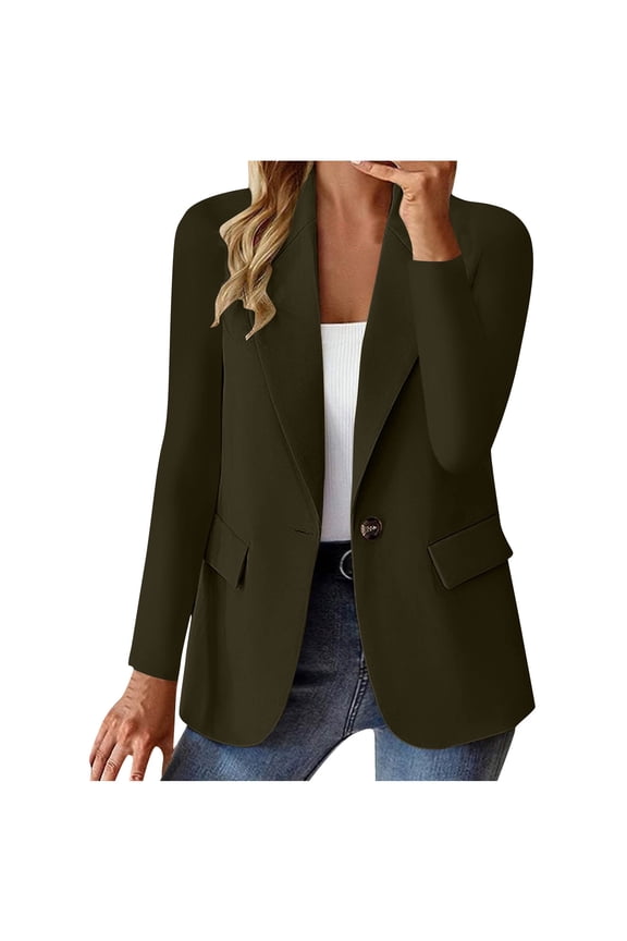 Blazers for Women Notch Lapel Button Down Work Office Blazer Coats Open Front Cardigan Style Hatless Jackets Womens Casual Turndown Collar Button Faux Pockets Slim Business Blazer Jacket Suit