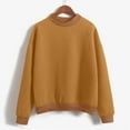 thumbnail image 1 of Yteetum Brown Womens Sweatshirt Long Sleeve Casual Solid Color Round Neck Hoodless Sweatshirt Ladies Fall Winter Crew Neck Pullover Sweatshirt Top-Summer Savings, 1 of 4