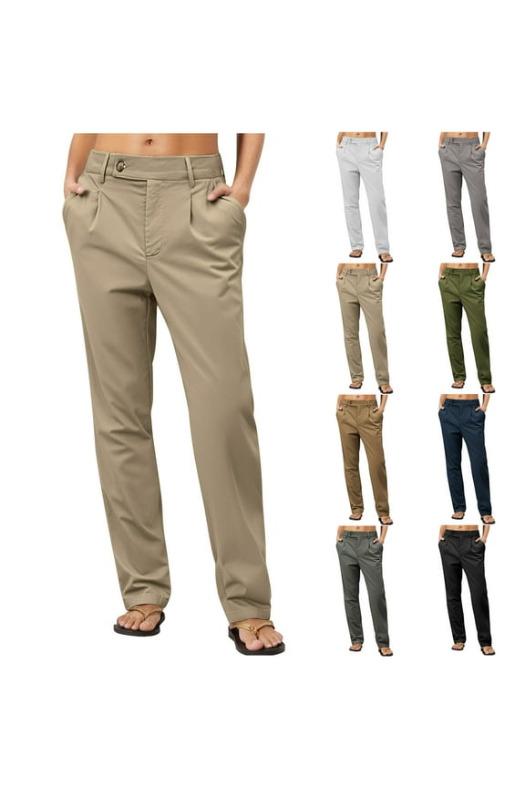 Cargo Pants for Women Cotton Linen Straight Leg Button Belt Cargo Pants Outdoor Quickly Dry Casual Travel Hiking Linen Pants for Womens Solid Lightweight Relax Fits Lounge Long Trousers