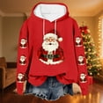 thumbnail image 1 of Yteetum Christmas Hoodies for Women Oversized Christmas Santa Claus Print Long Sleeved Fleece Hooded Sweatshirts Pullover Tops Womens Xmas Graphic Loose Drop-Shoulder Fleece Hoodies Fall Winter, 1 of 5