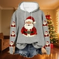 thumbnail image 1 of Yteetum Christmas Hoodies for Women Oversized Christmas Santa Claus Print Long Sleeved Fleece Hooded Sweatshirts Pullover Tops Womens Xmas Graphic Loose Drop-Shoulder Fleece Hoodies Fall Winter, 1 of 5