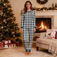 thumbnail image 1 of Yteetum Christmas Pajama Sets for Women Oversized Christmas Plaid Print Long Sleeve Crewneck Pajamas and Pants Womens Xmas Pj Sets Soft Plaid Sleepwear Pajamas Matching Sets 2 Piece Loungewear Sets, 1 of 5