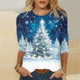 thumbnail image 1 of Yteetum Christmas Shirt for Women Oversize Crew Neck 3/4 Length Sleeve T Shirts Tops Womens Casual Christmas Print Three Quarter Sleeve Loose Fits Round Neck Pullover Tee Shirts Gift Blouse Tee Tops, 1 of 5
