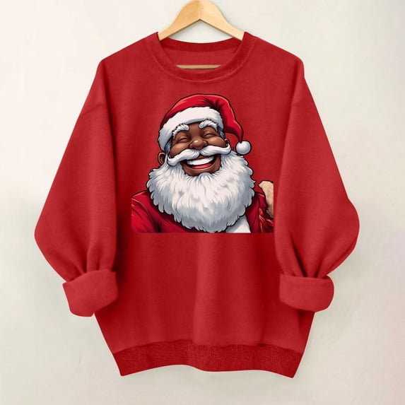 Yteetum Christmas Sweatshirts for Women Oversized Crewneck Graphic Printed Long Sleeve Shirts Women Casual Round Neck Loose Lightwieght Comfy Hoodless Sweatshirt