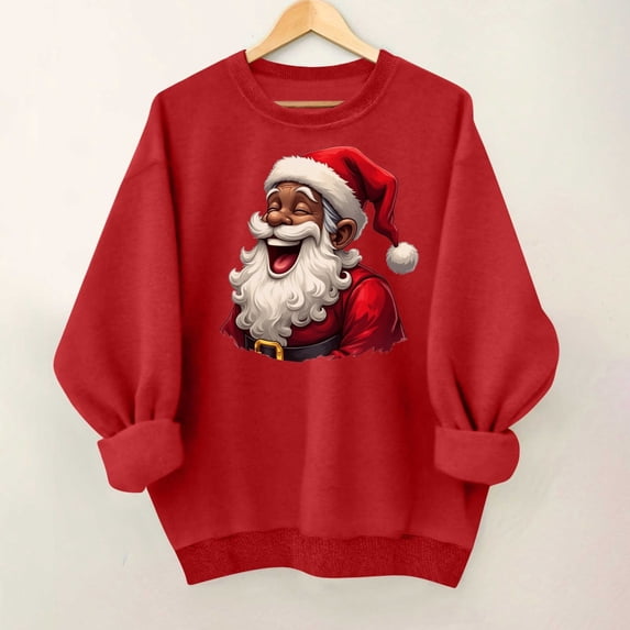 Yteetum Christmas Sweatshirts for Women Oversized Crewneck Graphic Printed Long Sleeve Shirts Women Casual Round Neck Loose Lightwieght Comfy Hoodless Sweatshirt