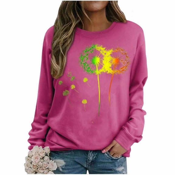 Yteetum Crewneck Sweatshirts for Women Oversize Hopes Loved Floral Graphic Print Shirt Pullover Hoodless Sweatshirt Top Womens Round Neck Loose Raglan Sleeve Long Sleeve Sweatshirt Fall Clothes