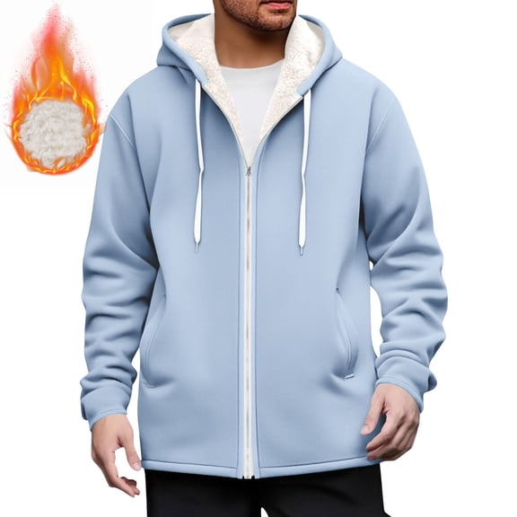 Yteetum Fleece Hoodies for Men Oversized Zip Up Winter Fleece Lined Hooded Sweatshirts Mens Casual Solid Thick Fleece Long Sleeve Zipper Hooded Cardigan Sweatshirts Sports Full Zip Hooded Sweatshirts