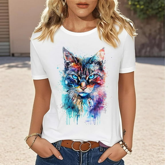 Yteetum Graphic T Shirts for Women Independence Day Patriotic T Shirts Summer Casual Loose Comfortable Round Neck Patriotic Short Sleeve Tops