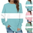 thumbnail image 1 of Yteetum Green Women's Sweatshirt Colorblock Long Sleeve Round Neck Hoodless Sweatshirt Tops Ladies Comfortable Casual Loose Pullover Sweatshirt, 1 of 5
