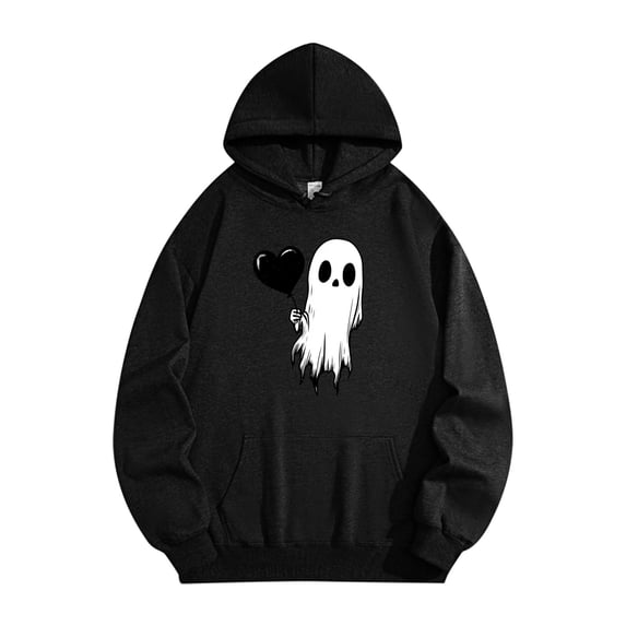 Yteetum Halloween Hoodies for Women Oversized Long Sleeve Drawstring Pullover Hooded Sweatshirts Tops Fall Casual Graphic Printed Loose Lightweight Comfy Sweatshirt