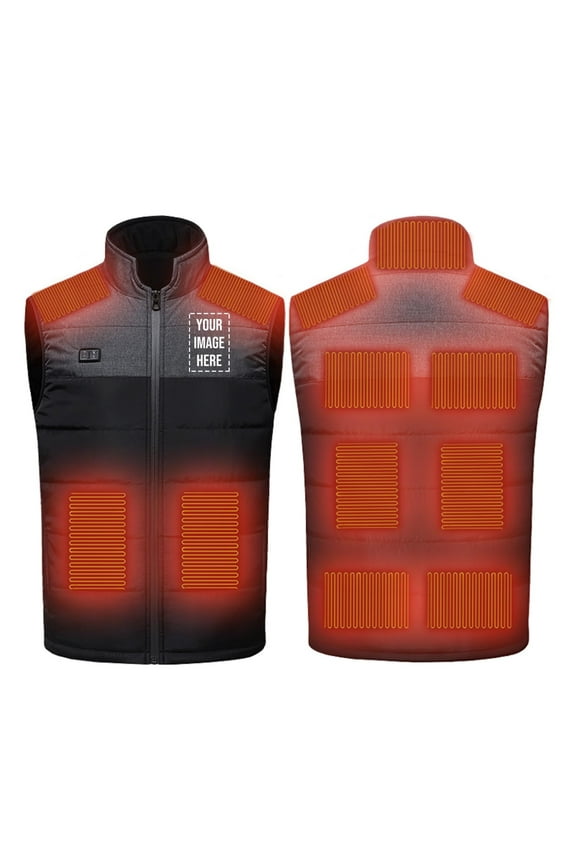 Yteetum Heated Vest for Men and Women Plus Size Cotton Clothing Printing Dual-Control 11 Zone Three-Block Temperature Control Electric Heating Vest Heated Jacket Outdoors Smart Heating Jacket Coat