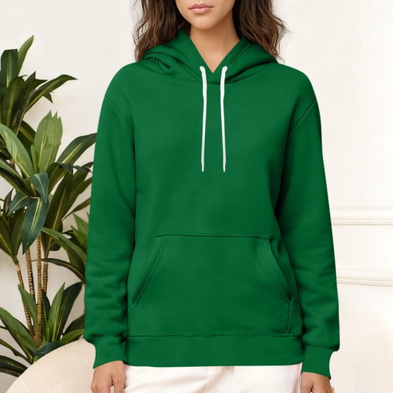 Yteetum Hoodies for Women Oversized Drawstring Winter Warm Fleece Lined Pullover Hooded Sweatshirts Top Womens Casual Solid Loose Long Sleeve Thick Thermal Fleece Hooded Sweatshirts Fall Clothes