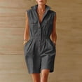 thumbnail image 1 of Yteetum Jumpsuits for Women Summer Turndown Collared Button Down Rompers Women Casual Solid Stand Collared Loose Lightweight Comfy Overalls, 1 of 9
