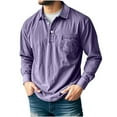 thumbnail image 1 of Yteetum Long Sleeve Shirts for Men Oversized Button Down Collar Classic Golf Shirt Mens Solid Single Pocket Soft Versatile Casual Polos T Shirt Top for Everyday Outing Office Looks Weekend Activities, 1 of 5