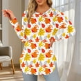 thumbnail image 1 of Yteetum Long Sleeve Shirts for Women Fall Tops Crewneck Casual Maple Leaf Print Long Sleeve T-Shirts Tunic Top Womens Solid Loose Lightweight Comfy Round Neck Fall Winter Base Layer Tee Shirts Tunic, 1 of 3