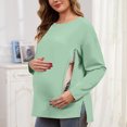 thumbnail image 1 of Yteetum Long Sleeve Shirts for Women Oversized Crewneck Maternity Nursing Breastfeed Hidden Zipper Side Split T Shirt Top Womens Casual Solid Plus Size Round Neck Loose Comfy Soft Maternity Tee Shirt, 1 of 7