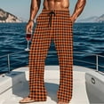 thumbnail image 1 of Yteetum Men's 100% Cotton Pajama Pants Plaid Print Eastic Waist Lounge Sleep Pants Mens Casual Loose Stretch Soft Lightweight Straight Leg Homewear Pj Bottoms Pajamas Pants with Pockets, 1 of 6
