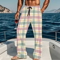 thumbnail image 1 of Yteetum Men's 100% Cotton Pajama Pants Plaid Print Eastic Waist Lounge Sleep Pants Mens Casual Loose Stretch Soft Lightweight Straight Leg Homewear Pj Bottoms Pajamas Pants with Pockets, 1 of 6