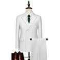 thumbnail image 1 of Yteetum Men's 2PC Suits Oversized Two Breasted Button Slim Fits Lapel Blazer Dress Suit 2 Piece Set Mens Solid Double Breasted Groom Wedding Business Formal Wear Blazer Jacket and Pants Two Piece Set, 1 of 6