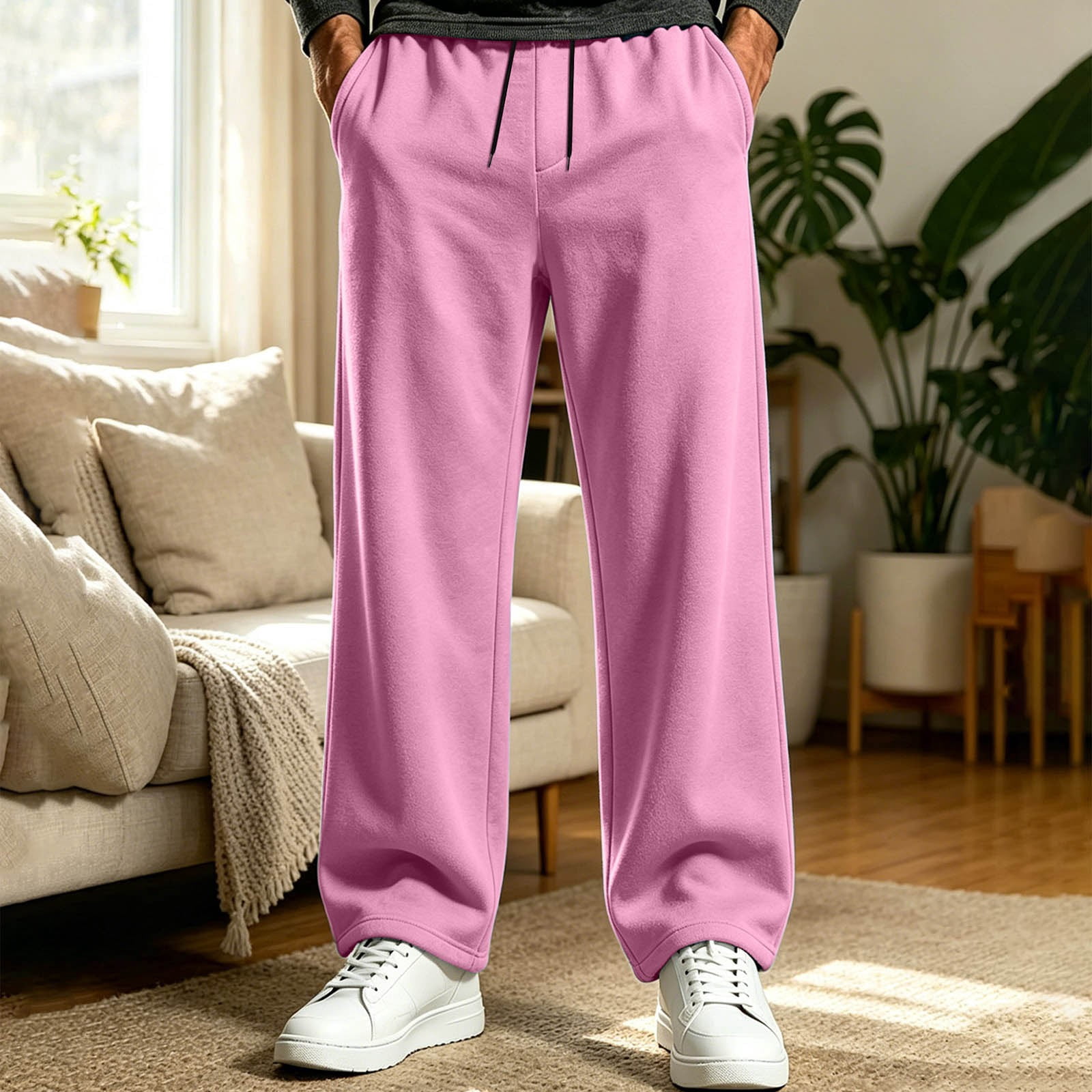Fall Back Exercise Yteetum Men's Baggy Sweatpants Wide Leg Drawstring Elastic Waist ...