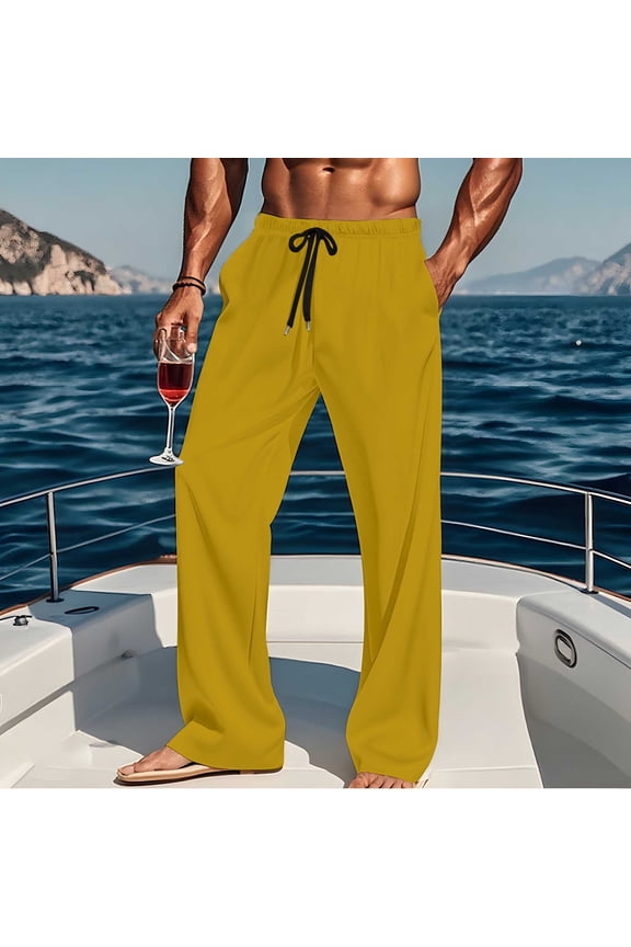 Men's Cotton Pajama Pants Eastic Waist Lounge Sleep Pants Mens Casual Solid Color Loose Stretch Soft Lightweight Straight Leg Homewear Pj Bottoms Comfy Pajamas Pants with Pockets