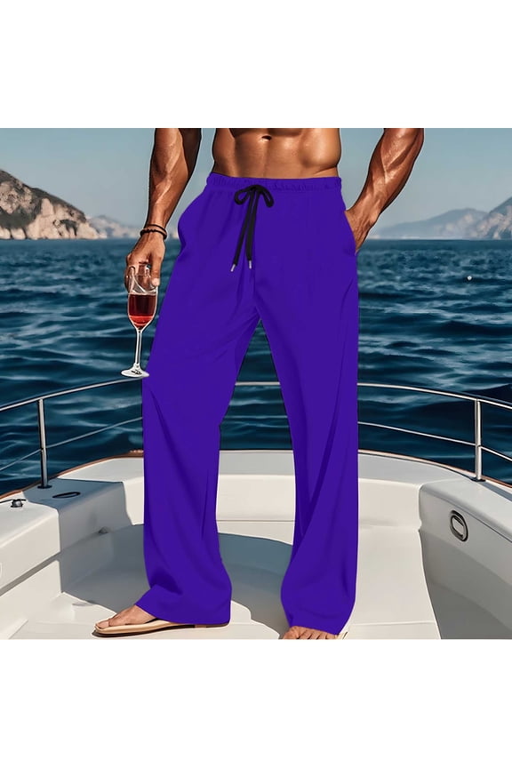 Men's Cotton Pajama Pants Eastic Waist Lounge Sleep Pants Mens Casual Solid Color Loose Stretch Soft Lightweight Straight Leg Homewear Pj Bottoms Comfy Pajamas Pants with Pockets