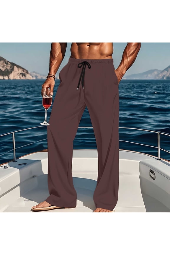 Men's Cotton Pajama Pants Eastic Waist Lounge Sleep Pants Mens Casual Solid Color Loose Stretch Soft Lightweight Straight Leg Homewear Pj Bottoms Comfy Pajamas Pants with Pockets