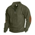 thumbnail image 1 of Yteetum Men's Fashion Corduroy Hoodies & Sweatshirts Elbow Patches Stand Collar 1/4 Button Down Sweatshirts Mens Casual Stand-Up Collar Loose Long Sleeve Sweater Retro Corduroy Sweatshirts, 1 of 7