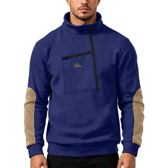 Yteetum Men's Fleece Tactical Sweatshirts Long Sleeve Half Zip Up Pullover Hoodless Sweatshirt Fall Winter Loose Comfy Workout Training Sweatshirts