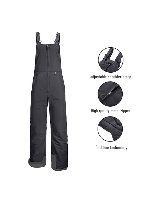 Men's Insulated Snow Bibs Overalls Oversized Waterproof Windproof Baggy Ski Pant Snowboarding Overall Mens Plus Size Snowboard Pant with Suspender Quickly Dry Straight Leg One Piece Ski Suits