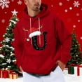 thumbnail image 1 of Yteetum Men's Oversized Christmas Hoodies Christmas Letter Print Drawstring Pullover Hooded Sweatshirts Mens Casual Christmas Print Loose Long Sleeve Hoodies Xmas Hooded Sweatshirt Fall Clothes, 1 of 5