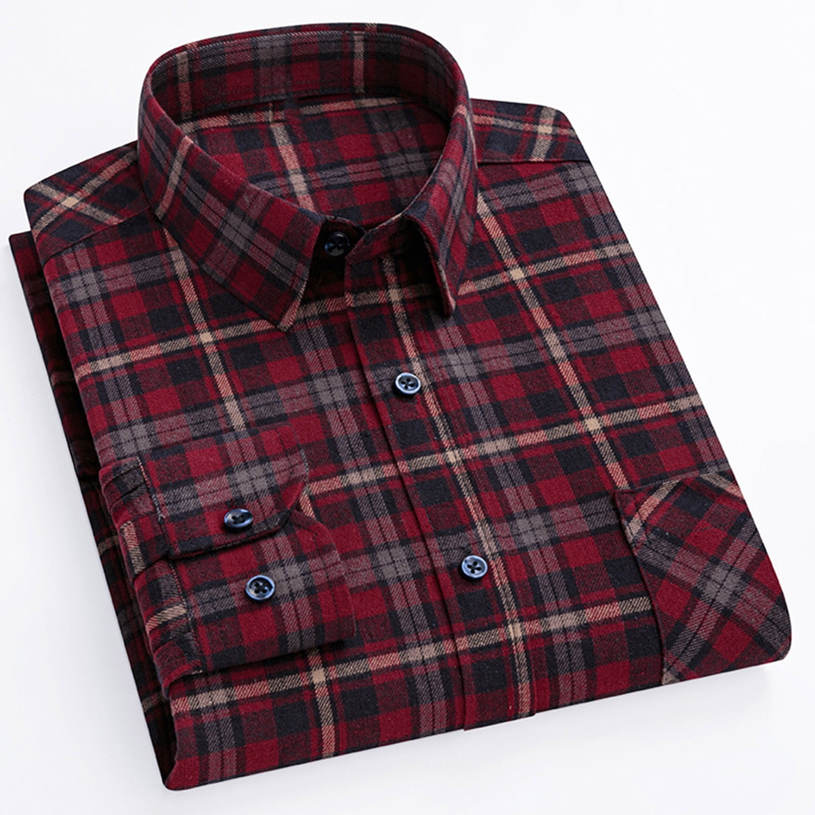 Yteetum Men’s Plaid Flannel Dress Shirts Button Checkered Long Sleeve ...