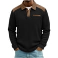 thumbnail image 1 of Yteetum Men's Polos Shirts Oversized Quarter Button Turndown Collar Waffle Weave Corduroy Long Sleeve Golf Tshirts Mens Casual Colorblock Half Button Lapel Regular Fits Comfy T Shirts Spring Clothes, 1 of 7