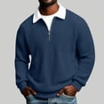 thumbnail image 1 of Yteetum Men's Shirts Oversized Quarter Zip Turndown Collar Waffle Weave Long Sleeve T Shirts Mens Casual Solid Half Zip Lapel Regular Fits Loose Big and Tall Gym Golf Shirt Fall Spring Clothes, 1 of 9