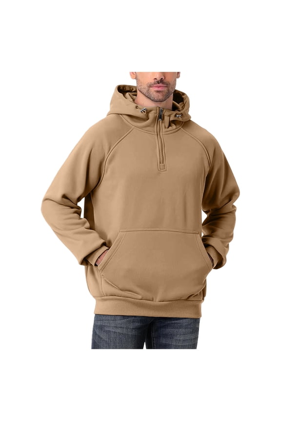 Men's Quarter Zip Hoodies Oversized Long Sleeved Hooded 1/4 Zipper Pullover Hooded Sweatshirts Top Mens Casual Solid Long Sleeve Half Zip Athletic Hooded Sweatshirt Workout Running Sweatshirt
