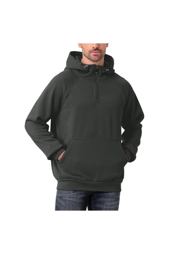 Men's Quarter Zip Hoodies Oversized Long Sleeved Hooded 1/4 Zipper Pullover Hooded Sweatshirts Top Mens Casual Solid Long Sleeve Half Zip Athletic Hooded Sweatshirt Workout Running Sweatshirt