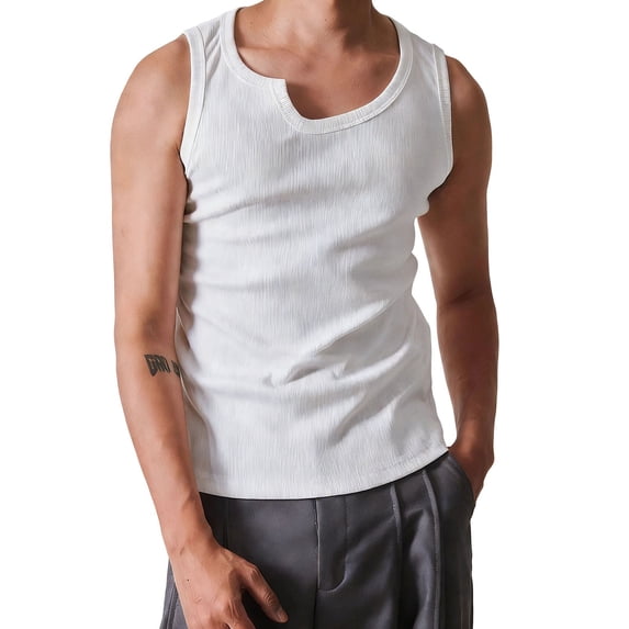 Yteetum Men's Sleeveless Workout Tank Tops Crewneck Loose Gym Running Muscle Shirts Summer Solid Round Neck Lightweight Breathable Quickly Dry Athletic Tank