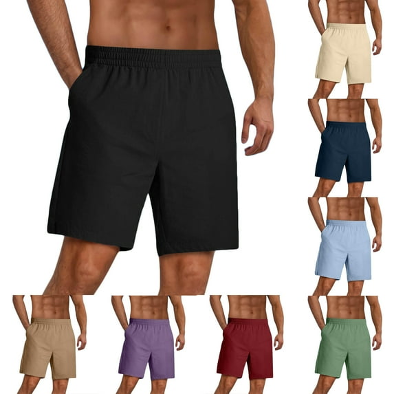 Yteetum Mens Beach Shorts Swim Trunks Inside Hidden Tie Drawstring Bermuda Shorts Casual Solid Color Elastic Waisted Short Pants Lightweight Comfortable Beach Vacation Shorts