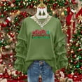 thumbnail image 1 of Yteetum Merry Christmas Sweatshirts for Women Oversized Crewneck Christmas Pleated Ruffle Trim Pullover Hoodless Sweatshirts Tops Womens Casual Xmas Graphic Round Neck Loose Lantern Sleeve Sweatshirt, 1 of 7