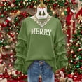 thumbnail image 1 of Yteetum Merry Christmas Sweatshirts for Women Oversized Crewneck Christmas Pleated Ruffle Trim Pullover Hoodless Sweatshirts Tops Womens Casual Xmas Graphic Round Neck Loose Lantern Sleeve Sweatshirt, 1 of 7