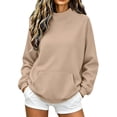 thumbnail image 1 of Yteetum Mock Neck Sweatshirts Women Oversized Lightweight Long Sleeve Turtleneck Sweatshirt Womens Solid Loose Comfy High Neck Pullover Sweatshirts Fall Winter Outfits, 1 of 5