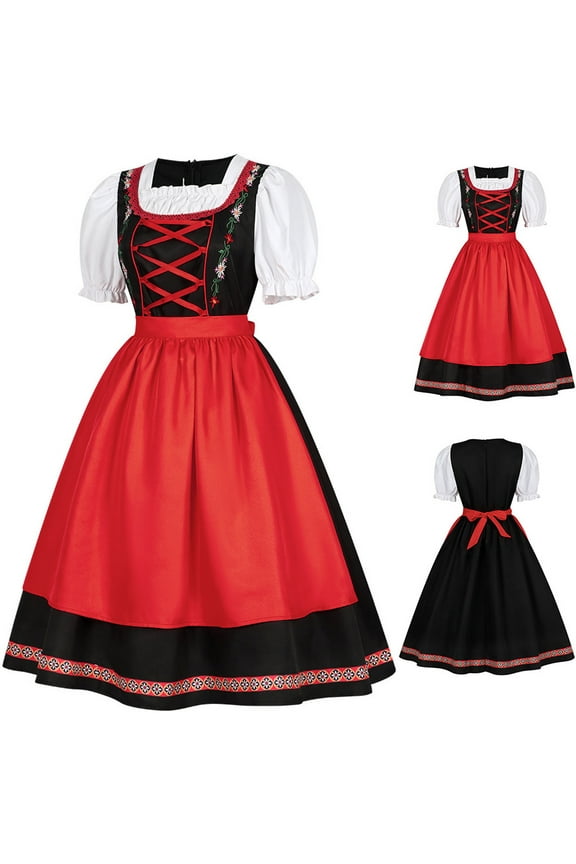 Oktoberfest Outfits Women Oktoberfest Costumes 3 Pcs/Set German Dress Dirndl Dresses Ladies Munich Oktoberfest Bavarian Dress Set
