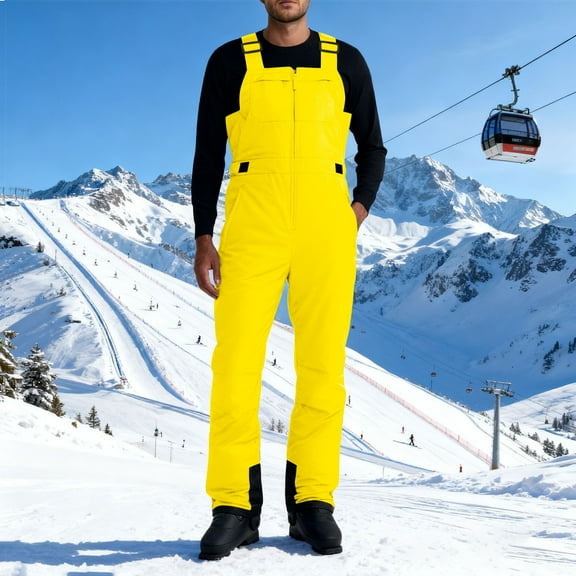 Yteetum Overalls for Men Insulated Snow Bibs Overalls Oversized Waterproof Windproof Baggy Ski Pant Snowboard Overall Mens Solid Suspender Snowboard Pant Quickly Dry Straight Leg One Piece Ski Suits