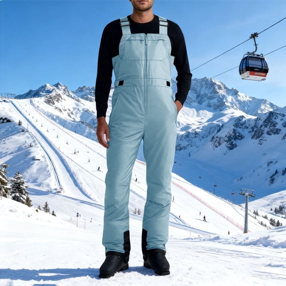 Yteetum Overalls for Men Insulated Snow Bibs Overall Oversized Waterproof Windproof Ski Pants Solid Quickly Dry One Piece Snowboard Ski Suits