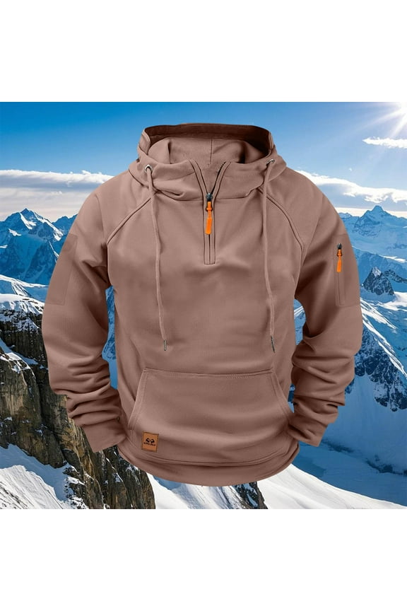 Oversize Hoodies for Men Quarter Zip Cargo Pullover Sweatshirts Tactical Vintage Workout Hood Jackets Top Mens Casual Solid Loose Long Sleeve Drop-Shoulder Drawstring Hooded Sweatshirt