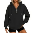 thumbnail image 1 of Yteetum Oversized Hoodies for Women Quarter Zip Up Lapel Drawstring Pullover Hooded Sweatshirts Top Womens Casual Solid Loose 1/4 Zip Up Turndown Collar Hooded Sweatshirts Fall Winter Colthes Clothes, 1 of 8