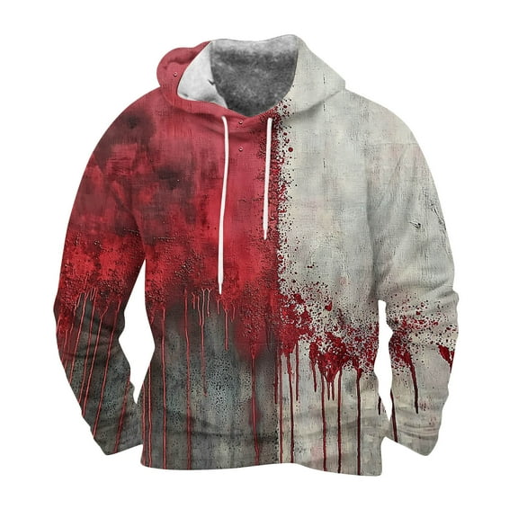 Yteetum Oversized Sweatshirt Hoodies for Men Halloween Graphic Print Drawstring Pullover Hooded Sweatshirts Tops Mens Casual Graphic Printed Lightweight Long Sleeve Hood Sweatshirts with Pocket Coats